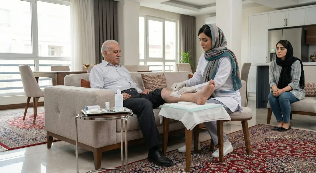 درمان زخم دیابتی در اصفهان در منزل بیمار در خمینی شهر